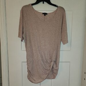 Lane Bryant Pink Speckled Short Sleeve Knotted Tee